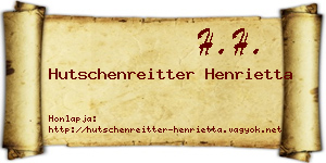 Hutschenreitter Henrietta névjegykártya